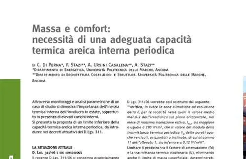 Massa e comfort: necessità di una adeguata capacità termica areica interna periodica