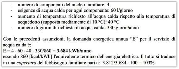Calcolo copertura pannelli solari termici Calcolo copertura pannelli solari termici