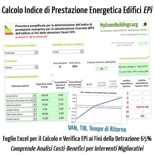 Calcolo indice prestazione energetica EPi gratis detrazioni fiscali 55