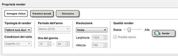 Impostazioni render Velux Daylight Visualizer