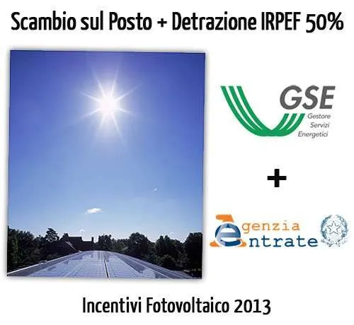 Incentivi Fotovoltaico 2013: Scambio sul Posto più Detrazione Fiscale 50% (36% da Giugno)