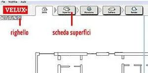 Scheda superfici e righello Velux Daylight Visualizer